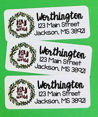 Joy to the World Wreath Address Labels