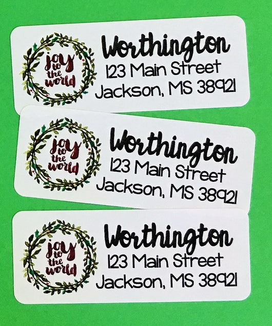 Joy to the World Wreath Address Labels