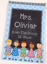 Chalkboard Kids Personalized Top Spiral Steno Notebook