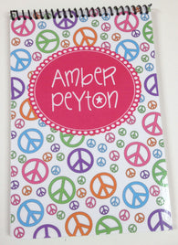 Peace Signs Personalized Top Spiral Steno Notebook