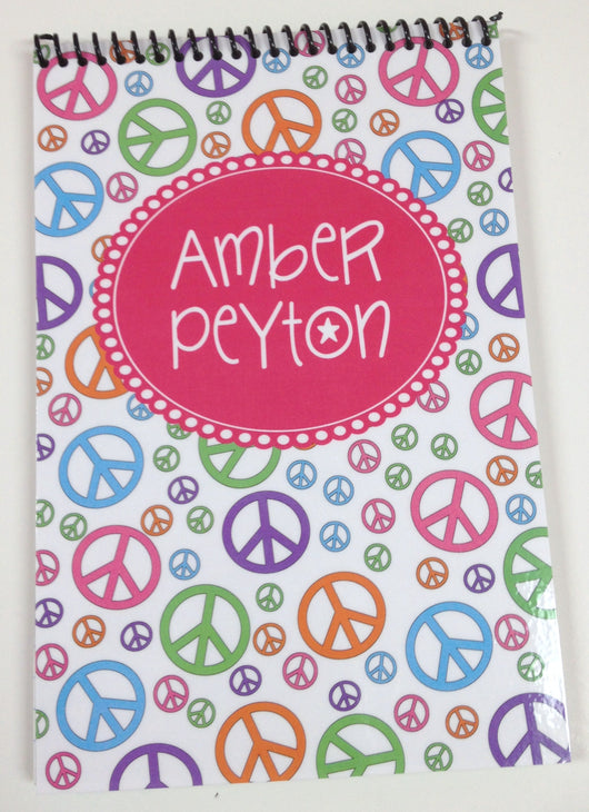 Peace Signs Personalized Top Spiral Steno Notebook