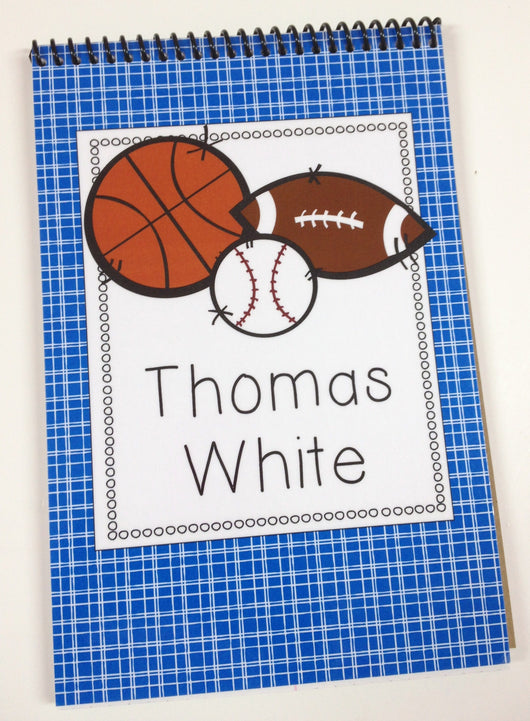 Sports Balls Personalized Top Spiral Steno Notebook