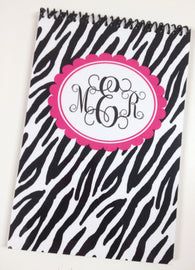 Zebra Monogram Personalized Top Spiral Steno Notebook