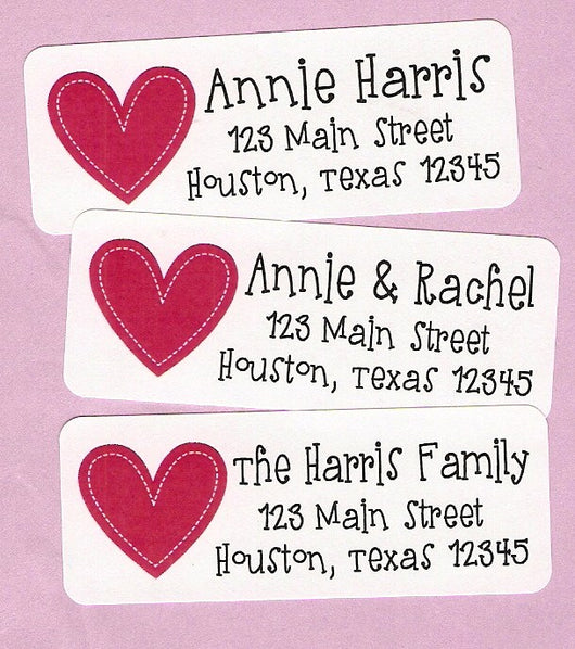 Address Labels Heart Stitched Heart Address Labels – DoodleBugsPaper