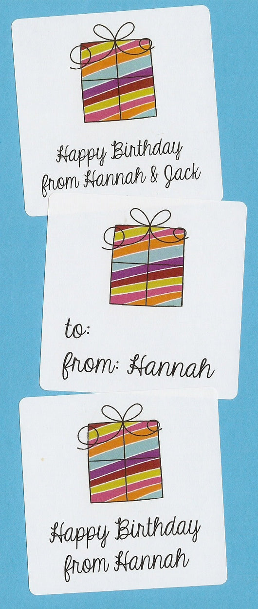 Striped Gift Personalized Square Stickers