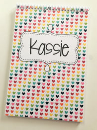 Rainbow Hearts Personalized Top Spiral Steno Notebook