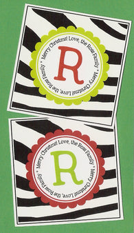 Zebra Initial Christmas Gift Tags